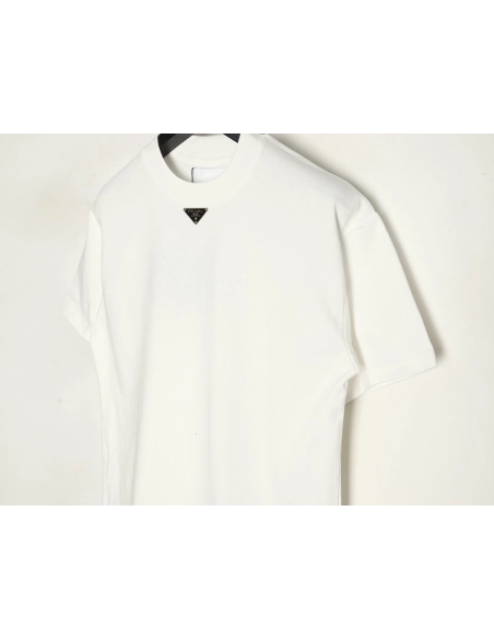 Prada collar triangle logo short sleeve Tshirt,Prada T Shirt,Tshirt,APPAREL