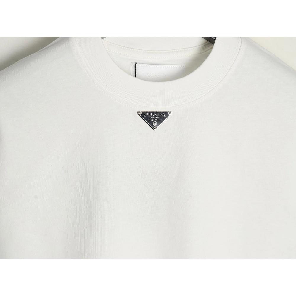 Prada collar triangle logo short sleeve Tshirt,Prada T Shirt,Tshirt,APPAREL
