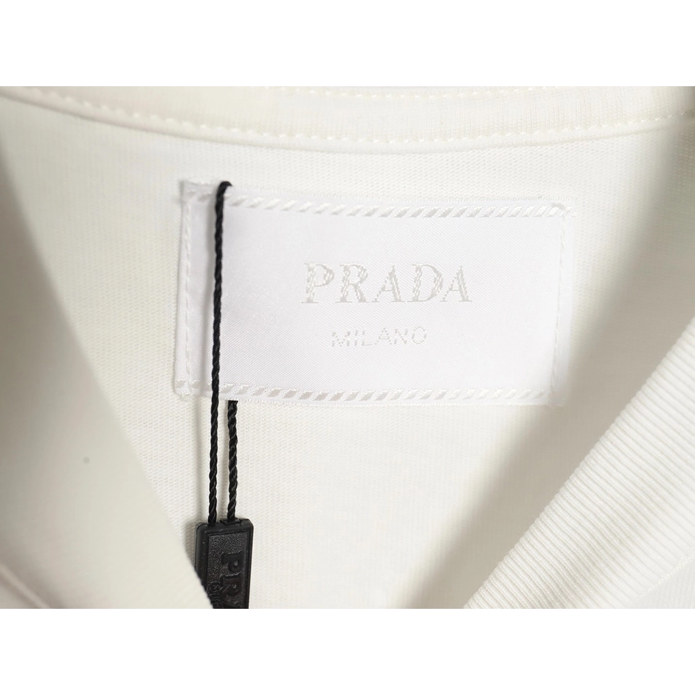 Prada collar triangle logo short sleeve Tshirt,Prada T Shirt,Tshirt,APPAREL