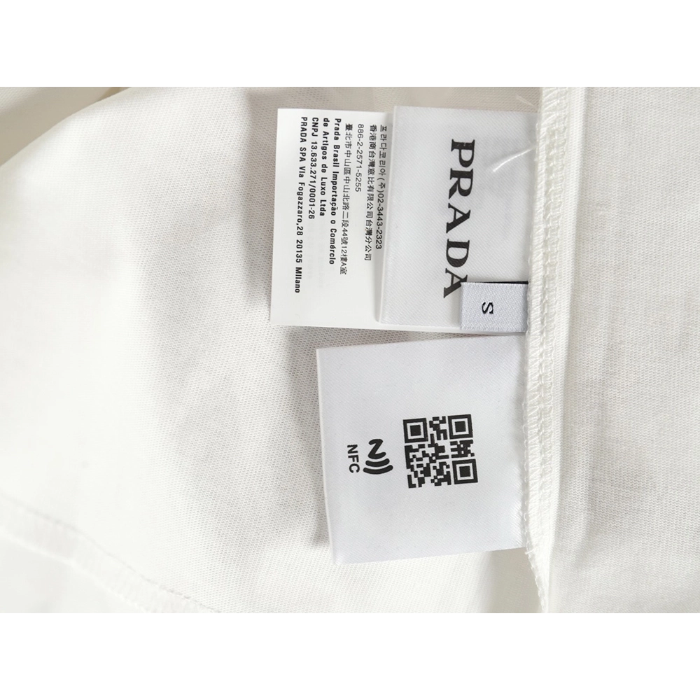 Prada collar triangle logo short sleeve Tshirt,Prada T Shirt,Tshirt,APPAREL