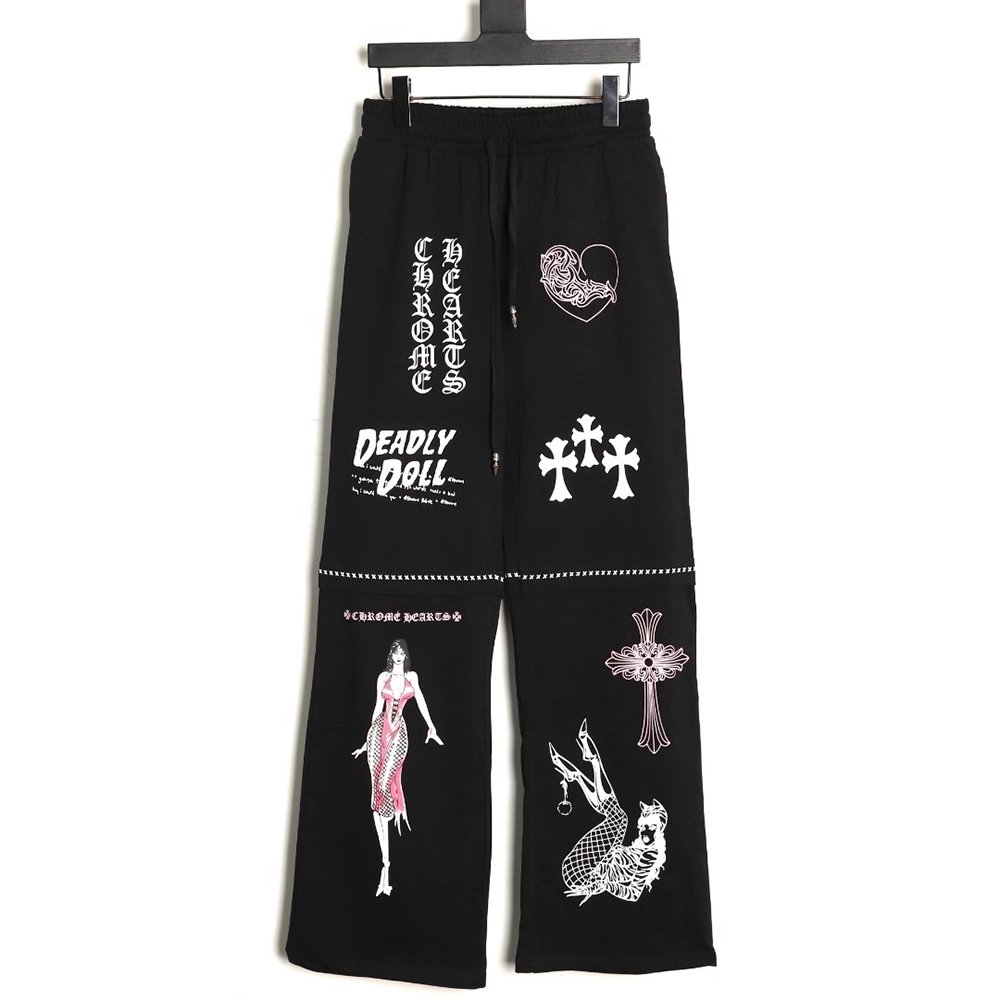 Chrome Hearts DeadlyDoll Comic Pants,Chrome Hearts Pants,PANTS JEANS,APPAREL