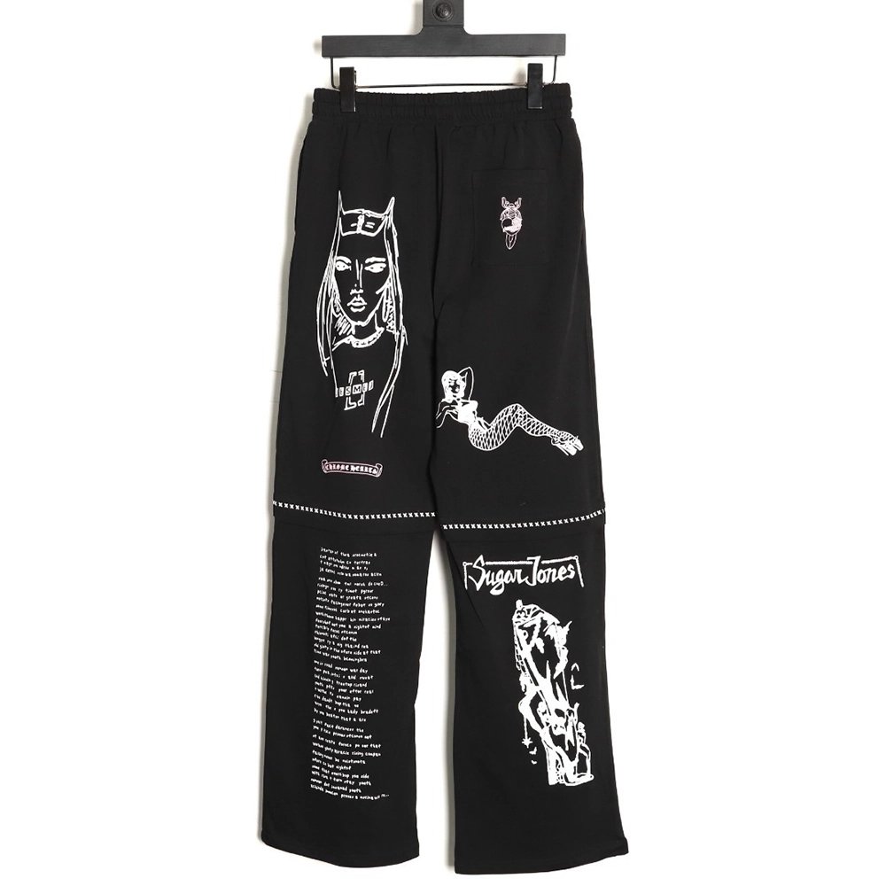 Chrome Hearts DeadlyDoll Comic Pants,Chrome Hearts Pants,PANTS JEANS,APPAREL