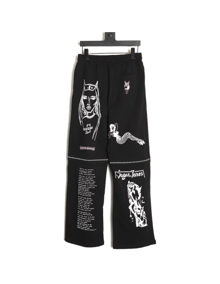 Chrome Hearts DeadlyDoll Comic Pants,Chrome Hearts Pants,PANTS JEANS,APPAREL