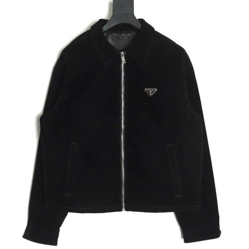 Prada flocked velvet denim jacket,Prada Jacket,Jacket,APPAREL