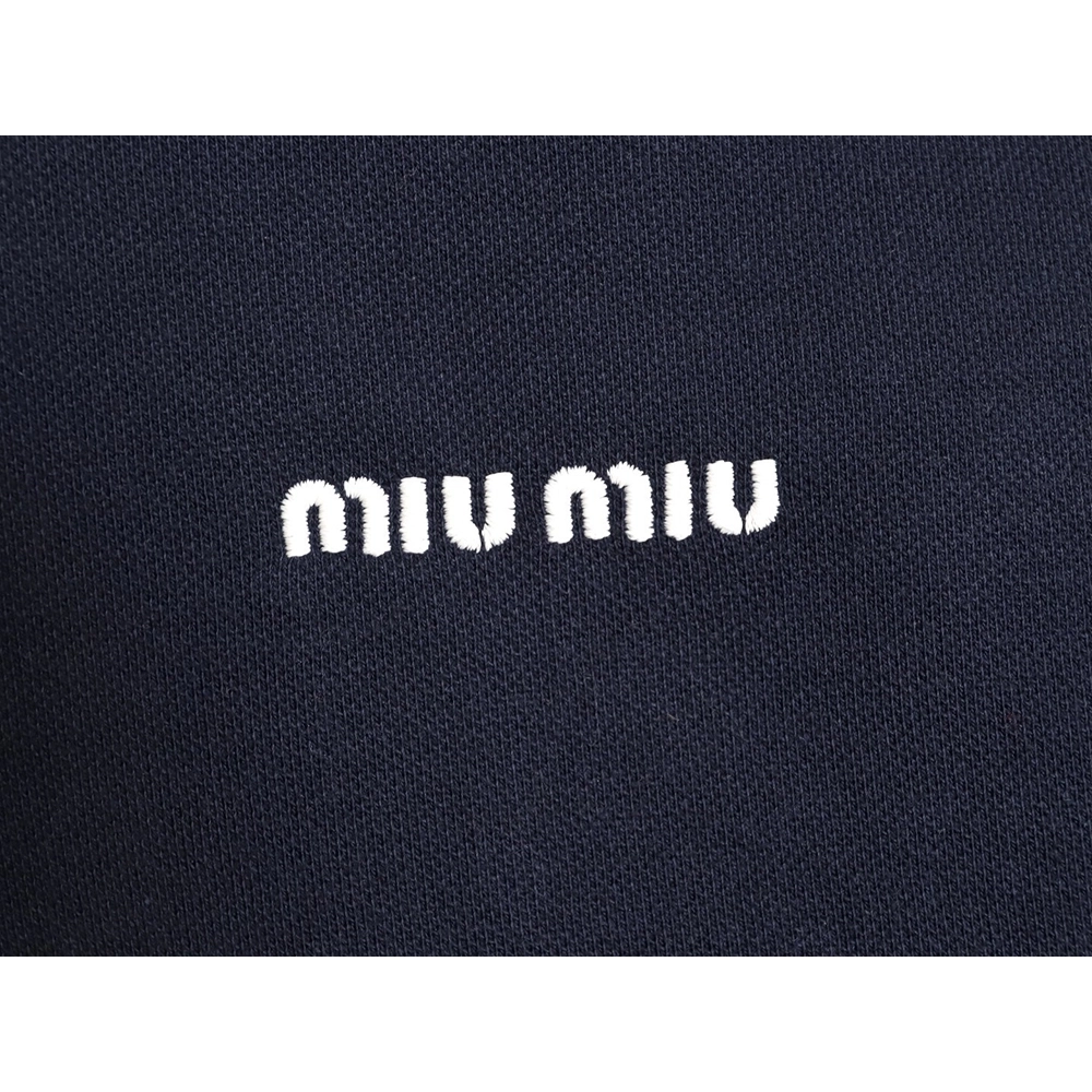 Miu Miu striped collar pique lettering zipper jacket,Miu Miu Jacket,Jacket,APPAREL