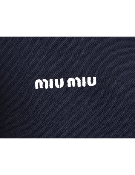 Miu Miu striped collar pique lettering zipper jacket,Miu Miu Jacket,Jacket,APPAREL
