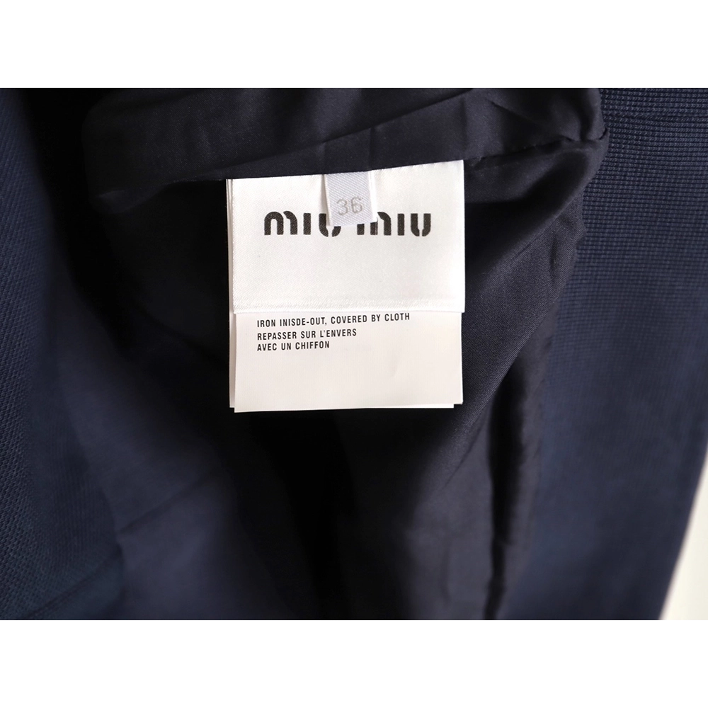 Miu Miu striped collar pique lettering zipper jacket,Miu Miu Jacket,Jacket,APPAREL