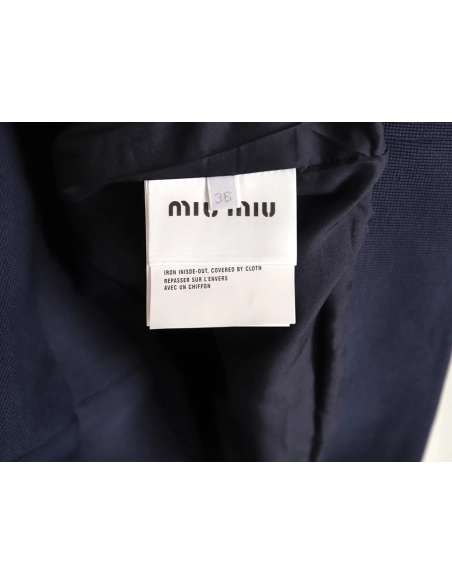 Miu Miu striped collar pique lettering zipper jacket,Miu Miu Jacket,Jacket,APPAREL