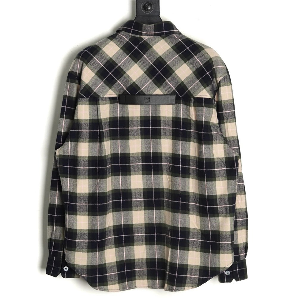 Loewe cuff leather check shirt jacket,Loewe Jacket,Jacket,APPAREL