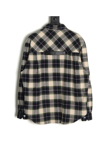 Loewe cuff leather check shirt jacket,Loewe Jacket,Jacket,APPAREL