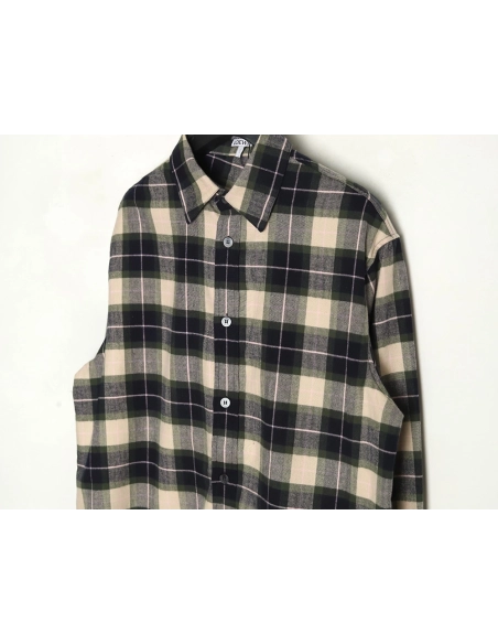 Loewe cuff leather check shirt jacket,Loewe Jacket,Jacket,APPAREL
