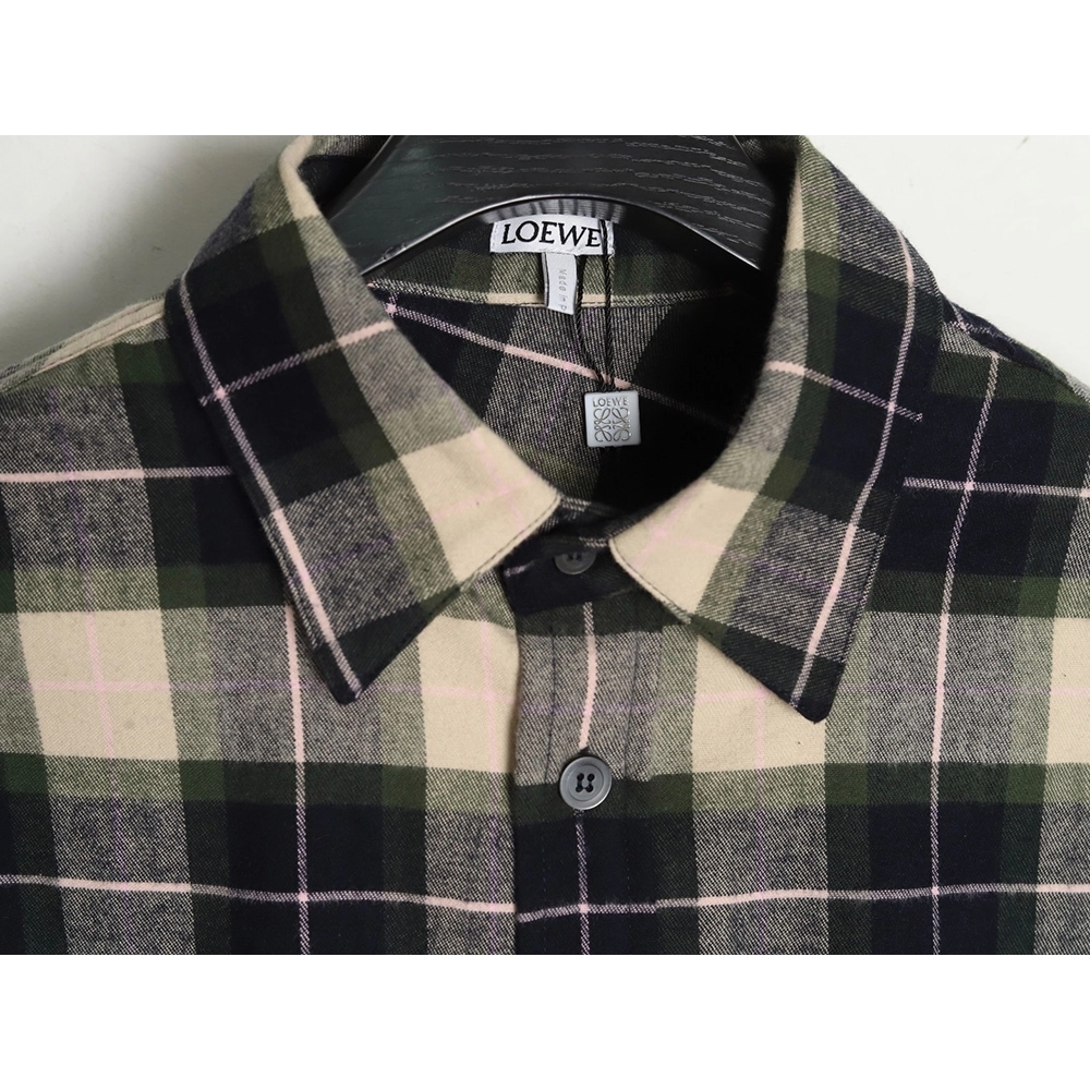 Loewe cuff leather check shirt jacket,Loewe Jacket,Jacket,APPAREL