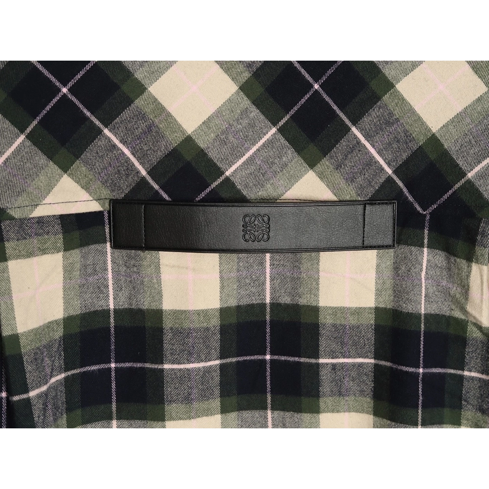 Loewe cuff leather check shirt jacket,Loewe Jacket,Jacket,APPAREL