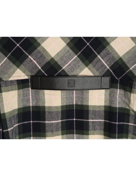 Loewe cuff leather check shirt jacket,Loewe Jacket,Jacket,APPAREL