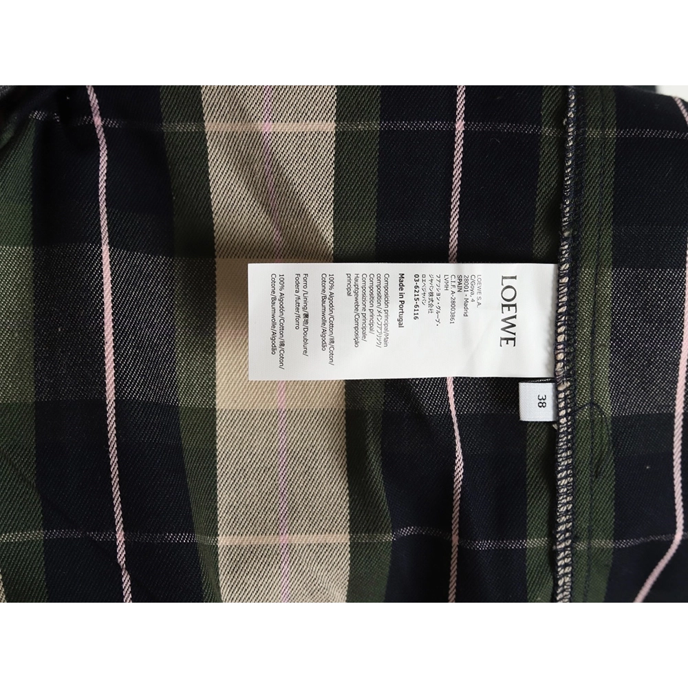 Loewe cuff leather check shirt jacket,Loewe Jacket,Jacket,APPAREL