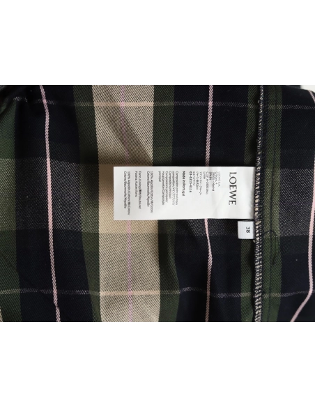Loewe cuff leather check shirt jacket,Loewe Jacket,Jacket,APPAREL