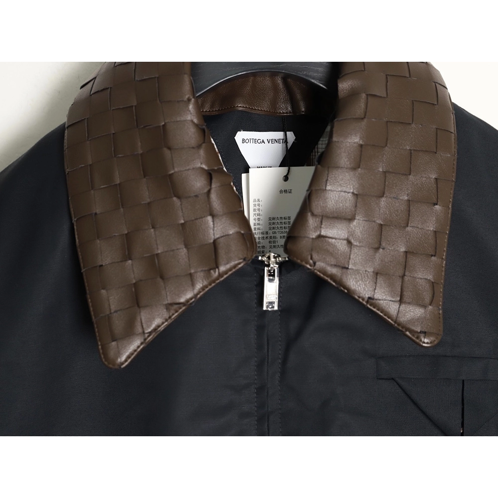 Bottega Veneta woven leather collar jacket,Bottega Veneta Jacket,Jacket,APPAREL