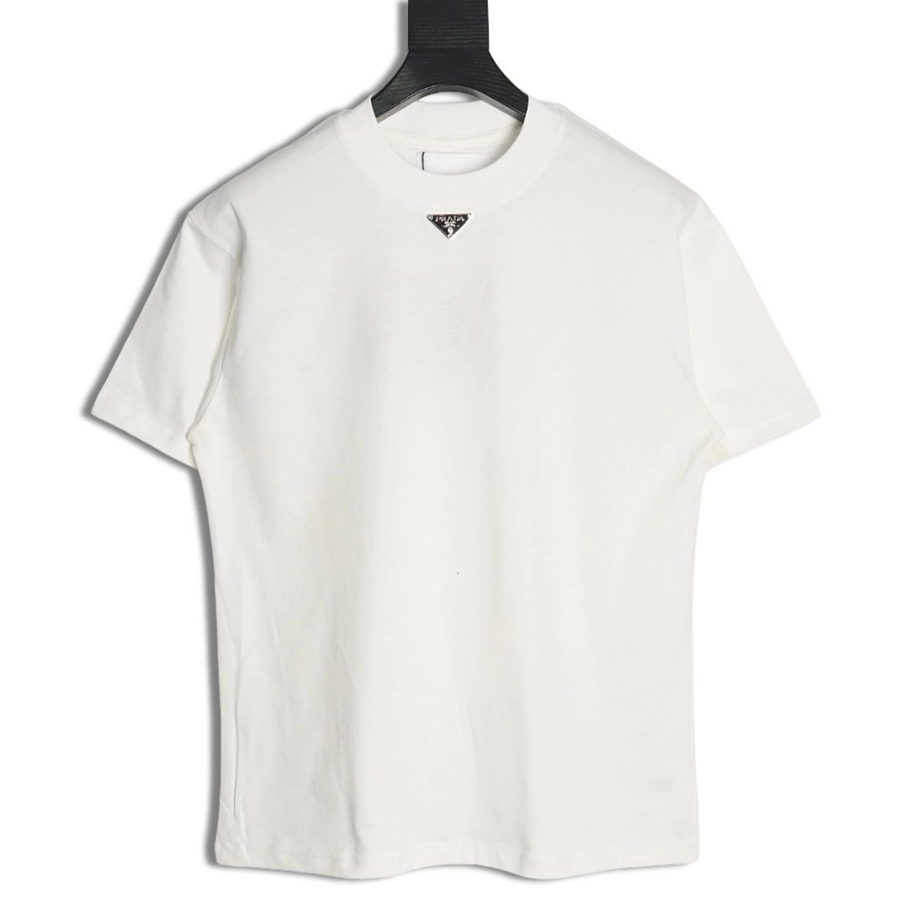 Prada collar triangle logo short sleeve Tshirt.Prada T Shirt,Tshirt,APPAREL