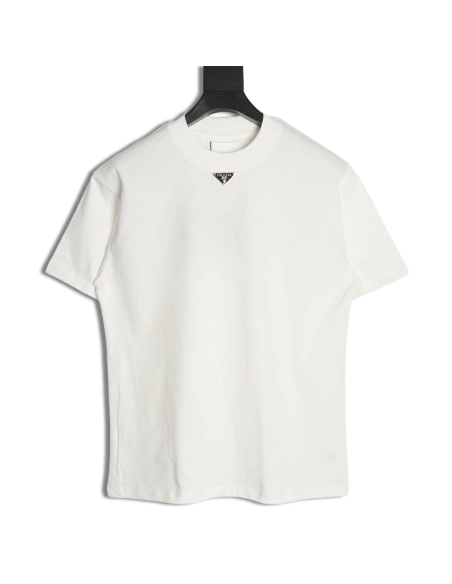 Prada collar triangle logo short sleeve Tshirt.Prada T Shirt,Tshirt,APPAREL