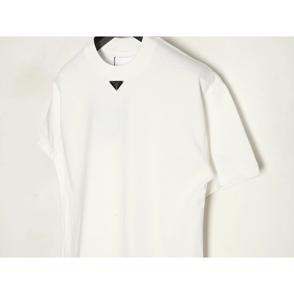Prada collar triangle logo short sleeve Tshirt.Prada T Shirt,Tshirt,APPAREL