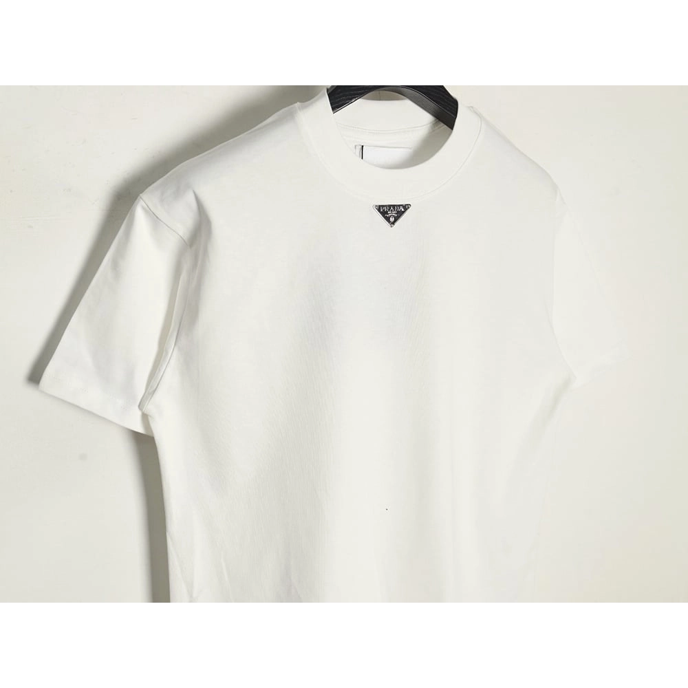 Prada collar triangle logo short sleeve Tshirt.Prada T Shirt,Tshirt,APPAREL