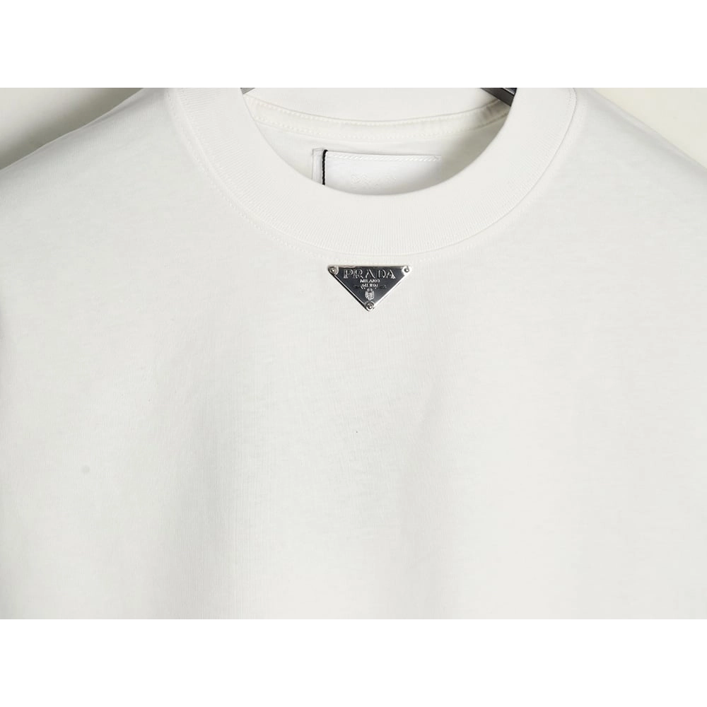 Prada collar triangle logo short sleeve Tshirt.Prada T Shirt,Tshirt,APPAREL