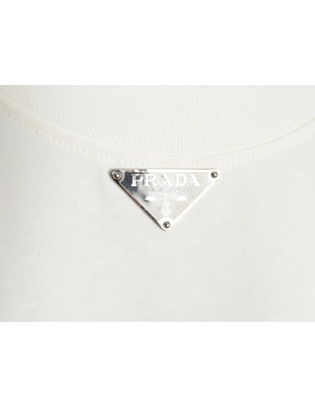 Prada collar triangle logo short sleeve Tshirt.Prada T Shirt,Tshirt,APPAREL