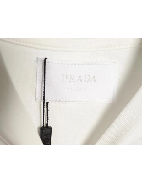 Prada collar triangle logo short sleeve Tshirt.Prada T Shirt,Tshirt,APPAREL