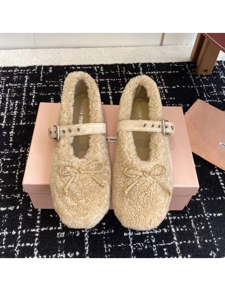 Miu Miu Shearling ballerinas,MIU MIU SHOES