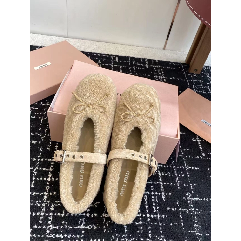 Miu Miu Shearling ballerinas,MIU MIU SHOES