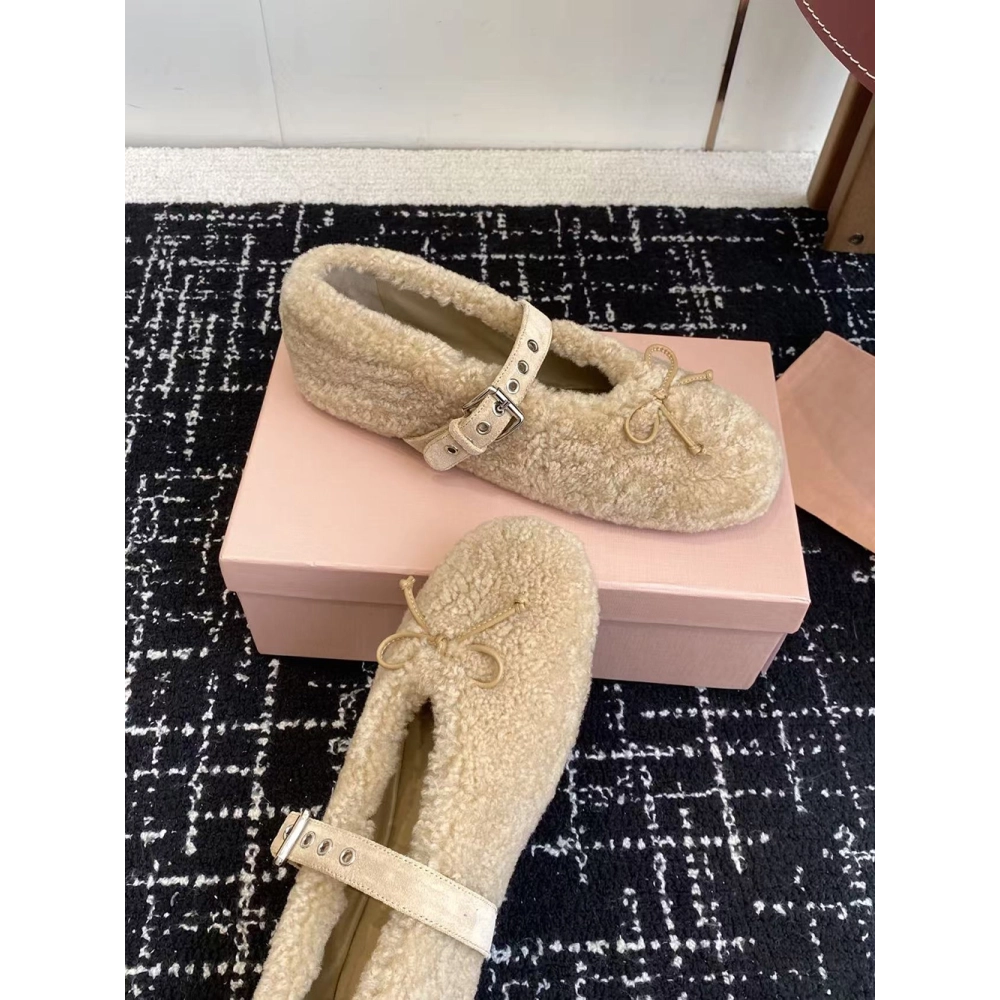 Miu Miu Shearling ballerinas,MIU MIU SHOES