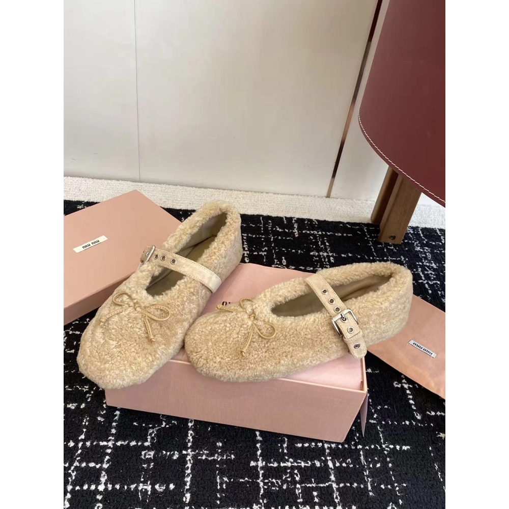 Miu Miu Shearling ballerinas,MIU MIU SHOES