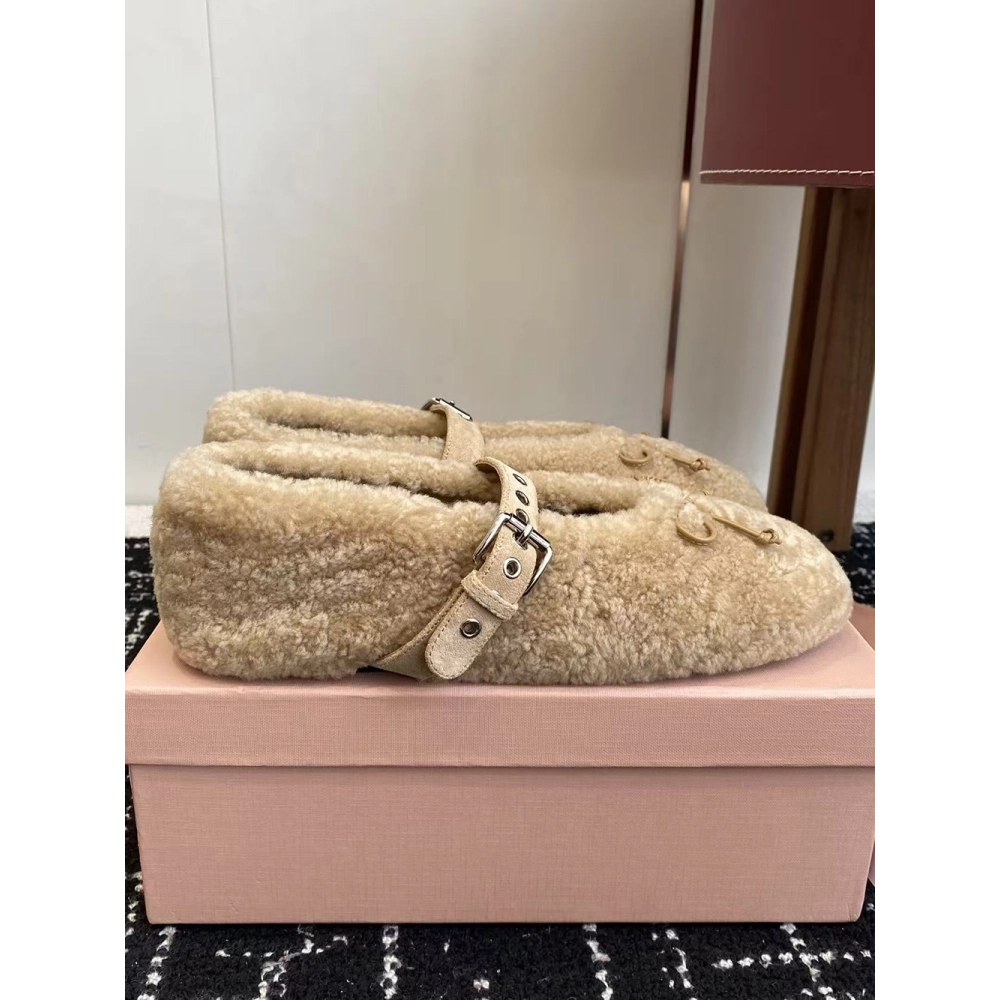 Miu Miu Shearling ballerinas,MIU MIU SHOES