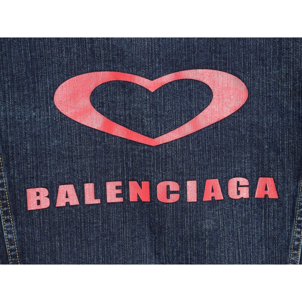 Balenciaga red side lettering denim jacket,Balenciaga