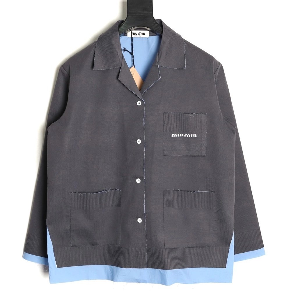 Miu Miu fake two-layer lapel knitted cardigan,Miu Miu