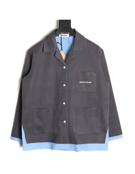 Miu Miu fake two-layer lapel knitted cardigan,Miu Miu