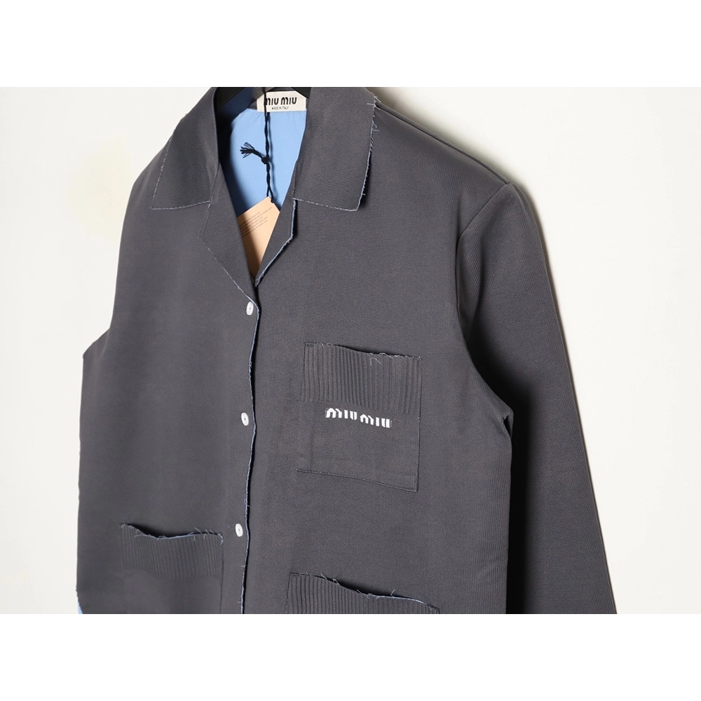 Miu Miu fake two-layer lapel knitted cardigan,Miu Miu
