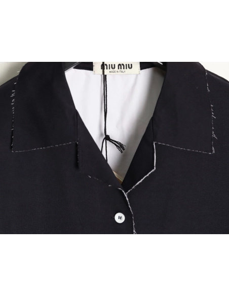 Miu Miu fake two-layer lapel knitted cardigan TSK1,Miu Miu