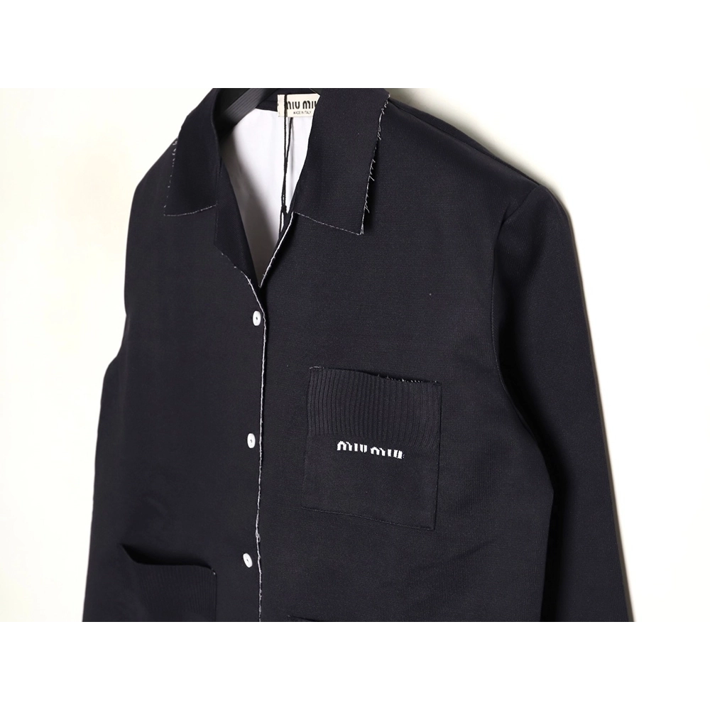 Miu Miu fake two-layer lapel knitted cardigan TSK1,Miu Miu