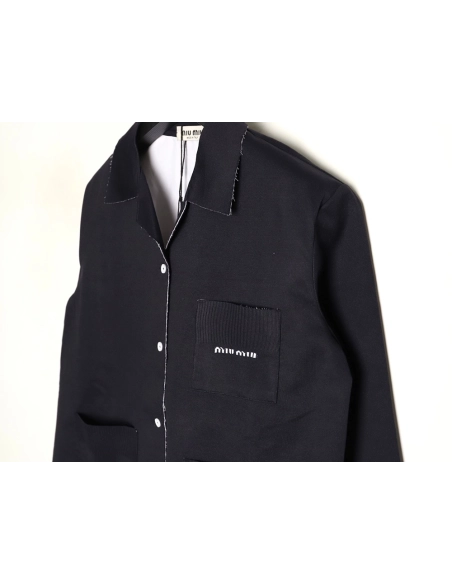 Miu Miu fake two-layer lapel knitted cardigan TSK1,Miu Miu