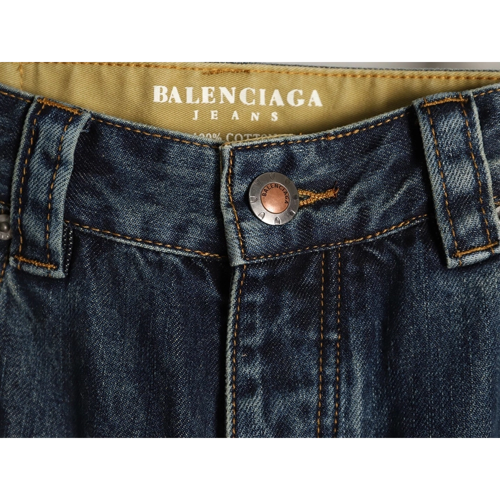 Balenciaga pocket embroidered washed and distressed straight-leg loose-fit jeans,Balenciaga