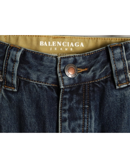 Balenciaga pocket embroidered washed and distressed straight-leg loose-fit jeans,Balenciaga