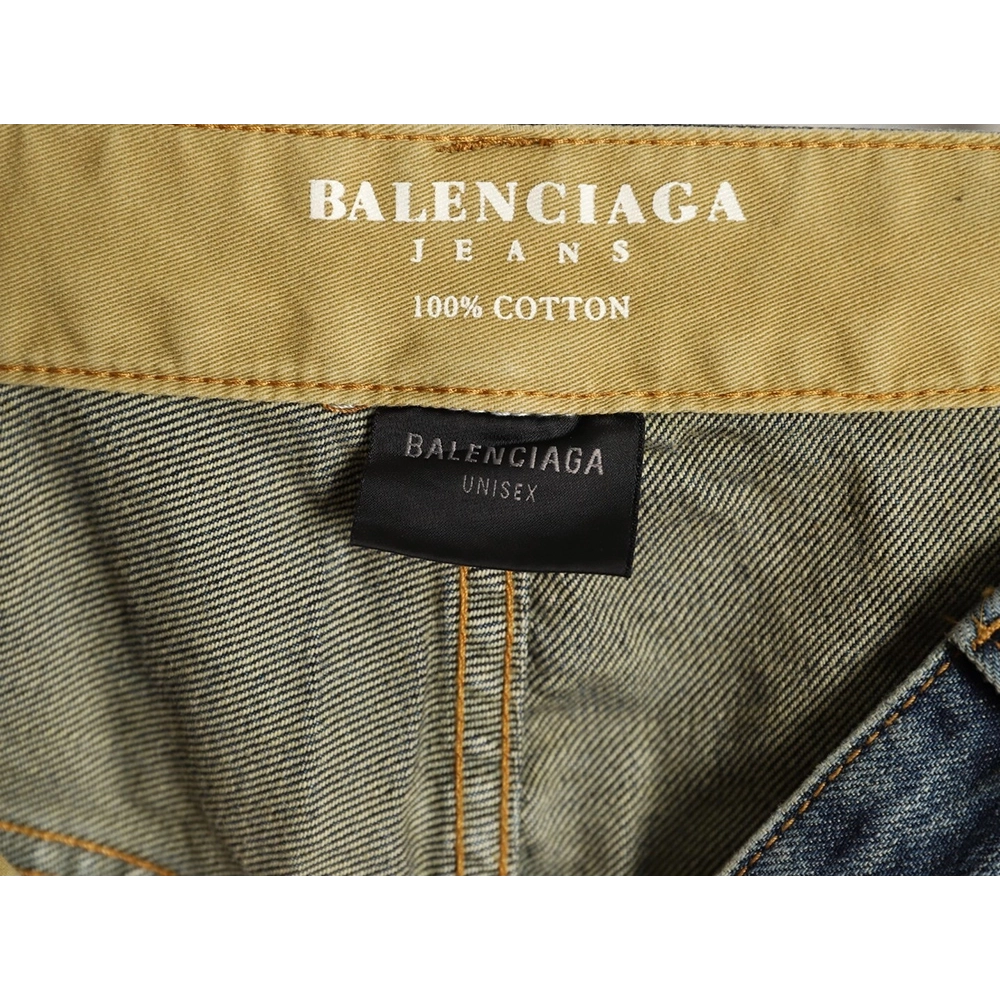 Balenciaga pocket embroidered washed and distressed straight-leg loose-fit jeans,Balenciaga