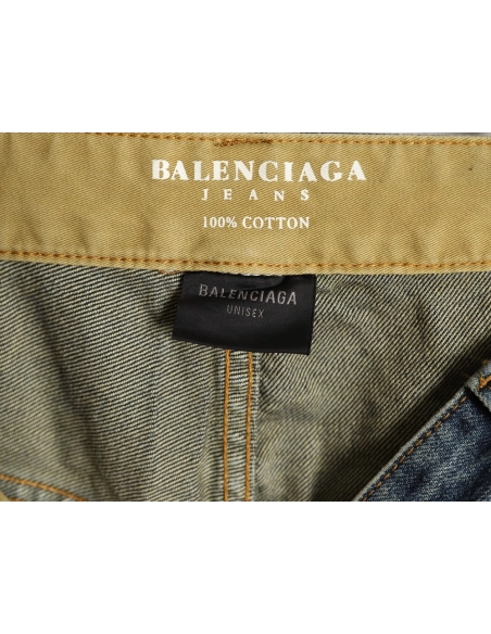 Balenciaga pocket embroidered washed and distressed straight-leg loose-fit jeans,Balenciaga