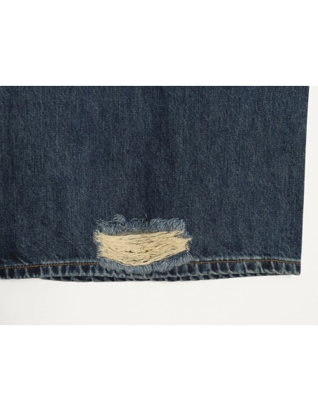 Balenciaga pocket embroidered washed and distressed straight-leg loose-fit jeans,Balenciaga