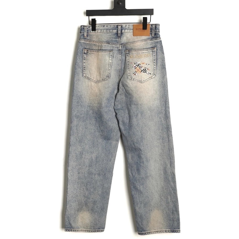 Burberry Back Pocket Check Horse Denim Trousers,Burberry