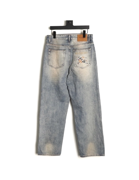 Burberry Back Pocket Check Horse Denim Trousers,Burberry