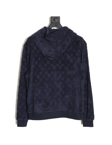 Louis Vuitton flocked all-over print zip-up hooded sweatshirt jacket,Louis Vuitton