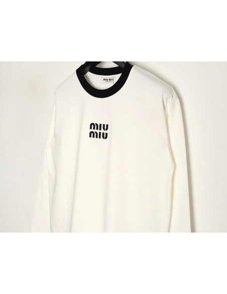 Miu Miu classic chest lettering black collar long sleeves,Miu Miu