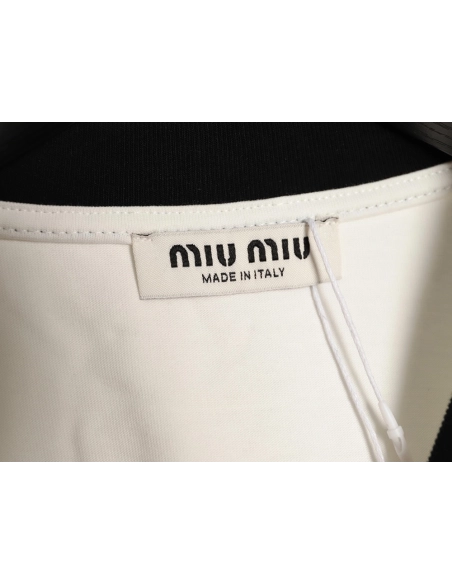 Miu Miu classic chest lettering black collar long sleeves,Miu Miu